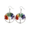 Dangle Lustre 7 Chakra Quartz Pierre Naturelle Arbre De Vie Motif Évider Boucles D'oreilles Pour Les Femmes Long Designs Moda Mujer Pendien Dh9Kb