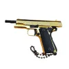 M1911 다마스커스 패턴 총 장난감 모델 1 : 3 금색 권총 총 금속 키 체인 모델 미니어처 합금 권총 컬렉션 성인 선물 2084