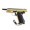 M1911 Damascus Mönster Gun Toys Model 1: 3 Gold Color Pistol Guns Metal Keychain Model Miniature Alloy Pistol Collection Adult Gift 2084