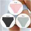 Kadın Panties Kadınlar 3pcs/Set Sexy Sexy kadınlar için pamuk iç çamaşırı düşük bel dişi altında düz renkli brifingler sxl kızlar