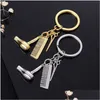 Keychains Lanyards Fashion Haircut Scissor Comb Hair Dryer Keychain Key Ring Charm Sier Gold Plated Chain Bag Hangs Jewelry Drop D Dh2Pr