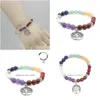 Chakra curativo naturale con perline Albero della vita Bracciale Lucky Yoga Energy Beads 7 Reiki Meditation Crystal Stone Stretch Drop Delivery J Dhnsd