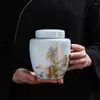Storage Bottles Creative Ceramic Tank Landscape Plant Sealed Tea Home Large-capacity Candy Coffee Beans Pu'er Bottle