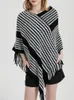 Scarves Fashion Knitted Elegant Women Scarf Striped Pullover Wrap Shawl Tassel Lady Chales Femme Ponchos Capas Mujer Cachecol Party