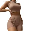 Sommar 2023 Casual Shorts passar kvinnor Tracksuits 2 Piece Set Outfits Crop Top Sleeveless Sportsuit Fashion Clothing