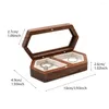 Storage Bags Wooden Clear Lid Jewelry Box Double Grid Jewellery Case Wedding Display Organizer Earring Ring Necklace Gift