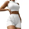 Sommar 2023 Casual Shorts passar kvinnor Tracksuits 2 Piece Set Outfits Crop Top Sleeveless Sportsuit Fashion Clothing