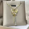 Necklaces Exquisite Butterfly Zircon Tassel Pendant Copper Engagement Necklace Women's Jewelry Accessories Gift G220524