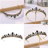 Tiaras Bridal Crown Headwear Birthday Headdress Black Rhinestones Retro Luxury Hair Accessories Drop Delivery Jewelry Hairjew Dhayo