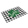 Bord Mats St. Patricks Day Placemats Skandinavier Irish Plaid Decorative Isolated Trableduk #T2P