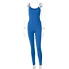 女性用ジャンプスーツロンパーズ2023夏の女性の新しいファッションソリッドヨガスポーツジャンプスーツT230525