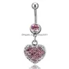 Obigo do botão do umbigo Women Heart Crystal Belly Piercing Stainless Aço corpo barbell Drop entrega de jóias DHZ9i