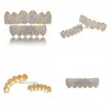 Grillz Dental Grills Hip Hop Grillz Pave Pink Cz Stone Iced Out Mouth Caps أعلى الأسنان الأسنان مجموعة ذهبية اللون الرجال نساء Vampire Dhpy1