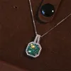 Pingente vintage de 2 quilates verde moissanita prata esterlina 925 pingente de casamento colar para mulheres festa gargantilha joias presente