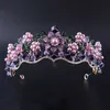 Outros acessórios de moda Coroa de pérola de cristal roxo de luxo Coroa de noiva Tiara Magnificent Rhinestone Diadema para Baixa de Cabeça de Banda Noiva J230525