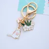 Keychains Lanyards Cute Metal Drop Rabbit Keychain Women's Creative Small Gift Keyring Bag Pendant Llaveros Para Mujer G230525ug