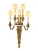 Wandleuchte, groß, 5 Lampen, antike goldene Bronze-Kristall-Wandleuchte, Halterung für Schlafzimmer, Wohnzimmer