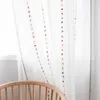 Gardinfjäder voile fönster broderad europeisk och amerikansk stil polyester bomull ren gardiner för vardagsrum 21S02
