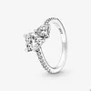 Dubbelhjärta glittrande ring för Pandora Äkta sterling silver vigselringar designer smycken för kvinnor Kristall diamant kärleksring med originallåda grossist