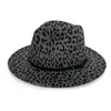Wide Brim Hats Bucket Fashion Women Leopard Print Wool Felt Fedora Jazz Classic Bowler Hat Ladies Trend Large Brimmed Panama Party Dhbu8