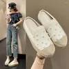 Slippers Shoes Ladies' Luxury Slides Slipers Women Jelly Flip Flops Cover Toe Lace String Bead Designer 2023 Glitter Flat Basic