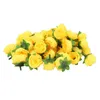 Decorative Flowers Yellow Fabric Silk Artificial Rose Flower Heads For Decoration Pack Of 100Pcs