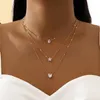 Kedjor Fashion Simple Multi-Layer Five Pointed Star Love Water Drop Pendant Retro Halsband Lärben Kedja smycken för kvinnor