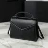 10a spegelkvalitetsdesigners Small Cassandra Flap Bag 24cm Womens Real Leather Black Purse Luxury Handhandtag Handväska Crossbody Shoulder Strap Bag With Box