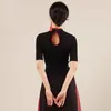 Nouvelle robe de danse classique femmes noir danse moderne corps charme robe d'entraînement Style chinois Cheongsam haut à manches courtes
