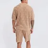 Survêtements pour hommes Survêtement solide Casual Hommes Shorts d'été Ensemble de mode tricoté creux à manches courtes T-shirts Pantalon taille moyenne Costume deux pièces 230524