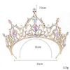 Diğer moda aksesuarları barok kristal tiara taç gelin saç aksesuarları renkli kristal taç gelinler tiaras düğün başlığı prenses kraliçesi di j230525