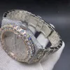 15400 volledige CZ diamanten roségoud 2tone kast 42 mm grote stenen bezel Arabische cijfers mannen automatisch glanzend horloge Merklogo horloge