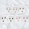 Vierkant meerdere kleuren kristal hanger ketting oorbellen set roestvrijstalen sieraden set voor vrouwen feest cadeau sieraden groothandel