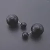 Ohrstecker Ankunft Ohrring 925 Silber schwarze Kugeln für Frauen Schmuck mit Gummiperlen schönes Geschenk