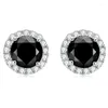 Boucles D'oreilles Winos 925 Sterling Sier Classique Réel 6Mm 0.8Ct Noir Mossstone Femmes Hommes Bijoux De Fête De Haute Qualité Dr Dhgarden Dhfzr