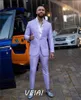 Abiti da uomo Abito da uomo fucsia 2 pezzi Risvolto con visiera Doppiopetto Promenade Slim Fit Blazer Giacca Smoking Sposo Cappotto da sposa Pantalone