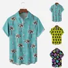 Erkek Tişörtler Çiçek Kısa Kollu Gömlek Erkekler Yaz Plajı Tarzı Rahat Katı Düğme Kore Moda Büyük Boyutlu Günlük