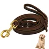Hundhalsar PVC Rope med Carabiner Cowhide Leather Treh Soft flätad promenad för små medelstora stora hundar husdjurstillbehör