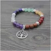 Chakra curativo naturale con perline Albero della vita Bracciale Lucky Yoga Energy Beads 7 Reiki Meditation Crystal Stone Stretch Drop Delivery J Dhnsd