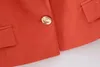 Frauenanzüge Frauen 2023 Mode Sommer Chic Flachs Kurzen Absatz Blazer Mantel Vintage Hülse Taschen Weibliche Oberbekleidung