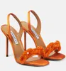 Cadeia de luxo de verão Sandálias Sapatos abertos de dedo do pé Slingback Mulher Crystal Stain Party Wedding Vesti