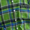 Kvinnors blusar Green Plaid skjorta Kvinnor Coat American Vintage Long Sleeve Casual Shirts Korean Button Up Japanese Punk Style