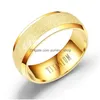 Band Rings Simple Blank Dl Polish Stainless Steel Ring Gold Black Titanium For Men Women Fashion Jewelry Drop Delivery Dhv4C