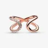 ملفوفة خاتم التراص اللانهائي المفتوح لـ Pandora 18K Rose Gold Rings Jewelry for Women Girls Girl