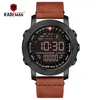 Polshorloges luxe sport heren horloges stappen counter lcd digital horloge 3ATM modeontwerper casual lederen relogio