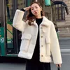 QNPQYX Nuova Moda Coreana Giacca di Lana Spessa Calda Donna Inverno Cappotto di Pelle di Pecora Cappotti di Pelliccia di Un Pezzo All-Match Traf