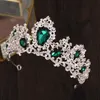 Autres accessoires de mode Baroque Luxe Argent Couleur Rouge Vert Cristal Diadèmes De Mariée Couronnes Strass Pageant Diadème Bandeau De Mariage Accessoire De Cheveux J230525