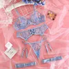 Ensembles de soutiens-gorge sous-vêtements érotiques dentelle soutien-gorge Transparent exotique Sexy string femme porno fantaisie sensuelle Lingerie de luxe 4 pièces