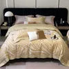 Set di biancheria da letto Set di lusso in cotone egiziano 1400TC Stampa zebrata dorata Copripiumino leopardato rosa Federa lenzuolo piatto / con angoli