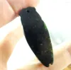 Charms 46 18 11MM Wholesale Natural Chinese Black Green Stone Hand-carved Statue Of Cicada Amulet Pendant Necklace
